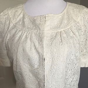 Halogen lace eyelet button up top, ivory , M
